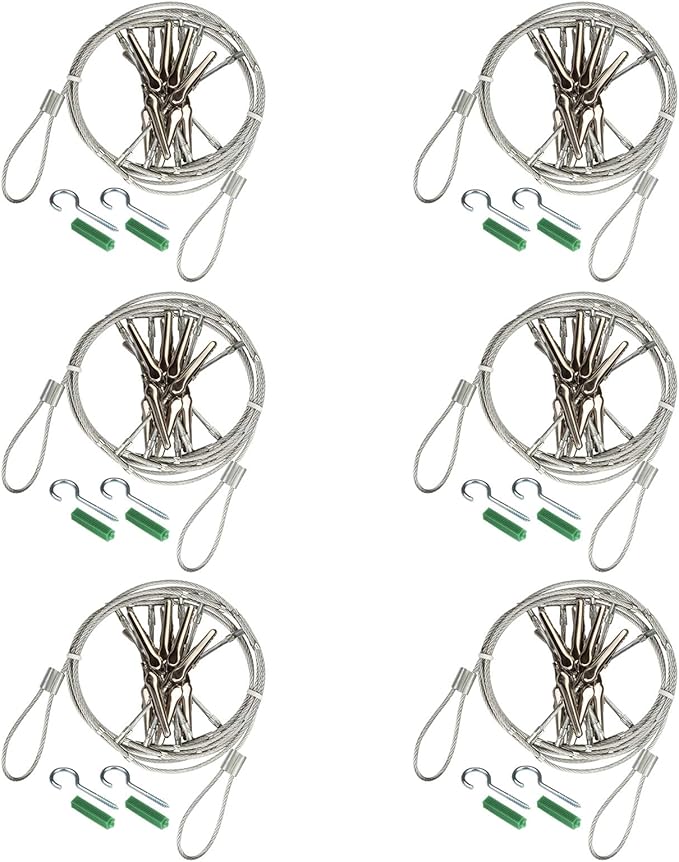 6 Pack 5 ft Steel Wall Hanging Photo Display Cable Wire Rod String - Image 5