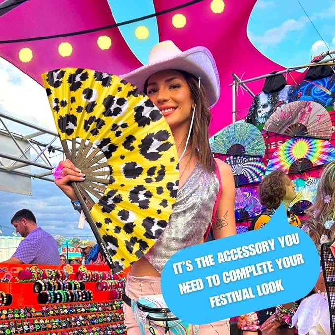 Kandies World UV Reactive Custom Festival Folding Hand Fan - Image 3