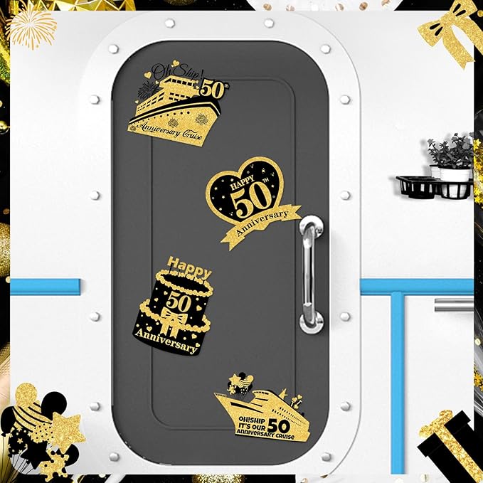 4 PCS Large 50th Anniversary Cruise Door Magnets Decorations Happy 50th - Image 3