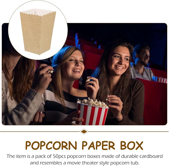 BESTOYARD 50Pcs Paper Popcorn Boxes, 5.3 X 3.5 Inch Individual Serving Snack - Image 6