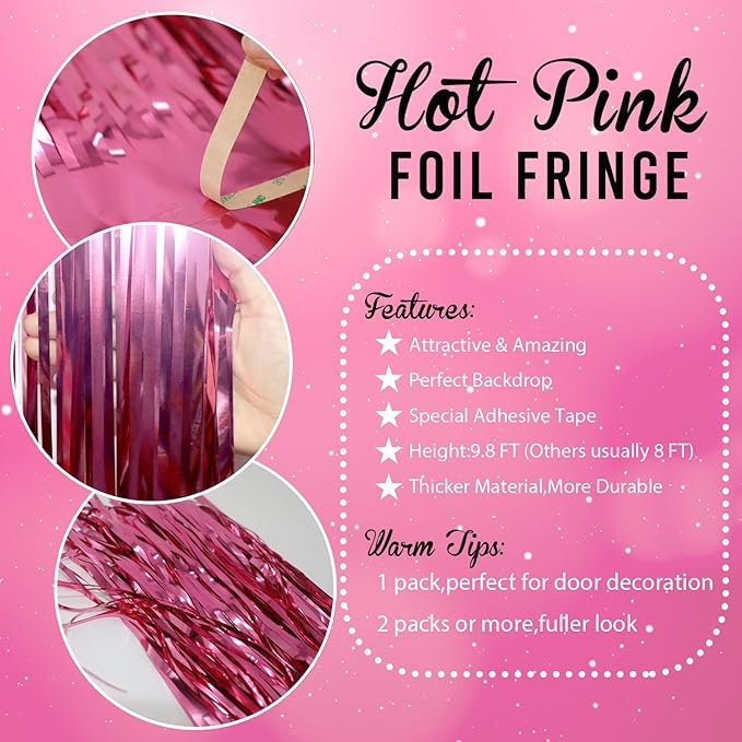 GOER 3.2 ft x 8.2 ft Metallic Tinsel Foil Fringe Curtains Party Photo Backdrop - Image 6