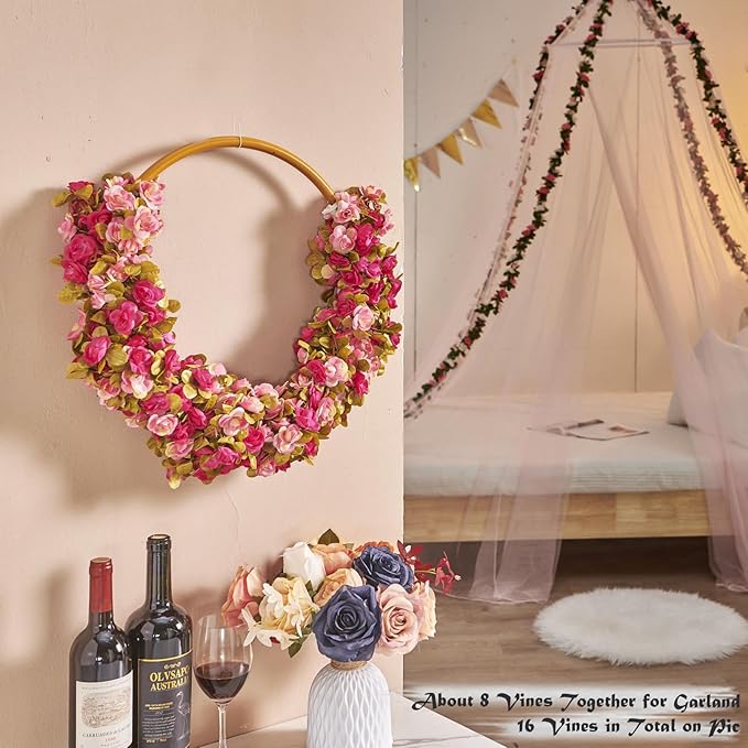 8 Pcs x 8.2 ft Flower Garland Artificial Rose Vine Flowers - Image 5