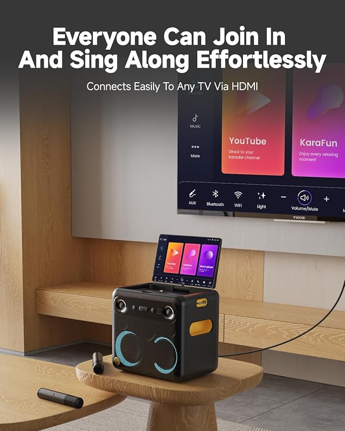 Ikarao Karaoke Machine with Microphone Stand, Portable Bluetooth Speaker - Image 7