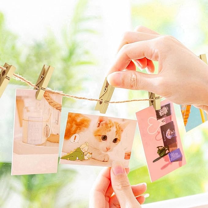 100 Pcs Gold Wooden Pins, 1.38 Inch Tapestry Clothes Pins Wall Clips Photo - Image 4