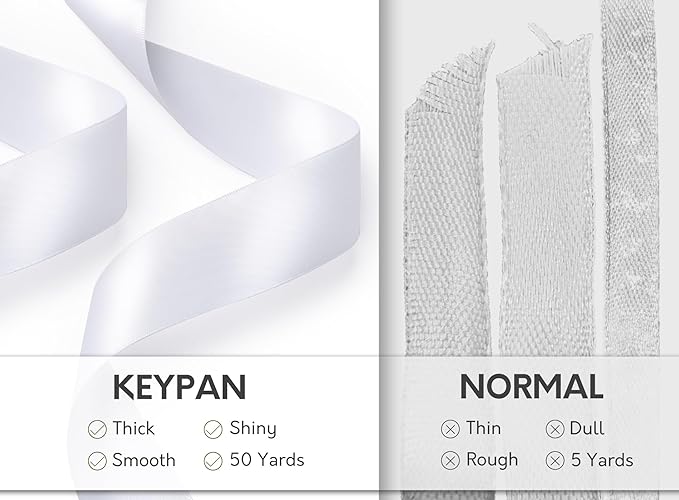 White Satin Ribbon 1-1/2 Inch x 50 Yards Double-Faced Hair Ribbons - Image 4