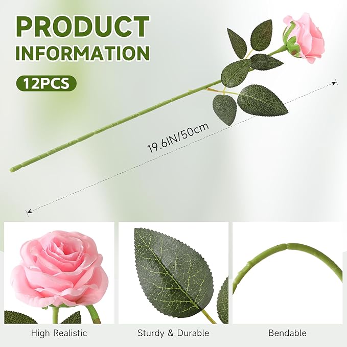 Tifuly Pink Roses Artificial Flowers - Image 2