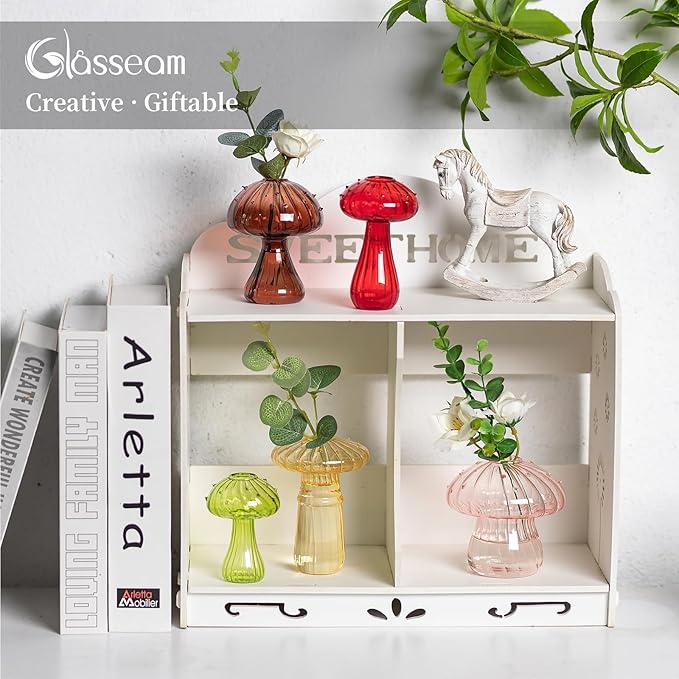 Glasseam Mushroom Glass Planter, Mini Terrarium - Image 5