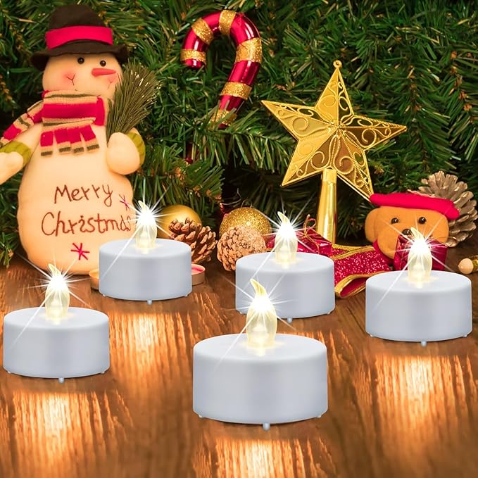 Tea Lights, Flickering Warm White, 200 Hours Battery-Powered Tea Light - Image 4