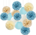 Dusty-Blue Champagne Party-Decorations Paper-Flowers Lanterns by Panduola