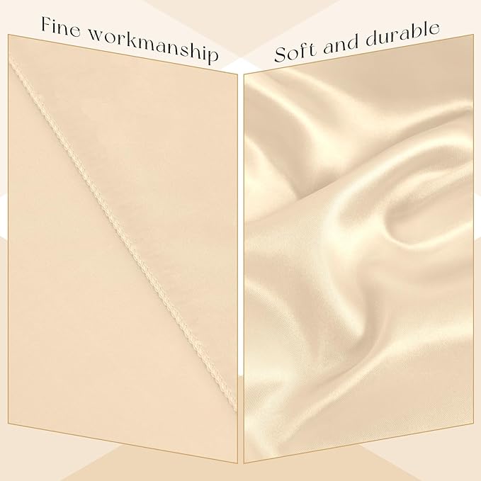 6 Packs Satin Tablecloth 57 x 108 Inch Champagne Rectangular Table Cloth Silk - Image 4