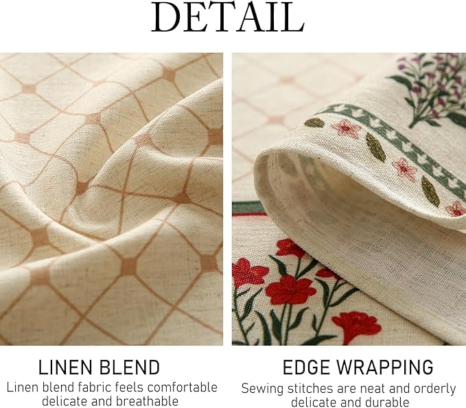 ISAENNE Designer Vintage Linen Floral Round Tablecloth, Fall Colorful Modern - Image 4