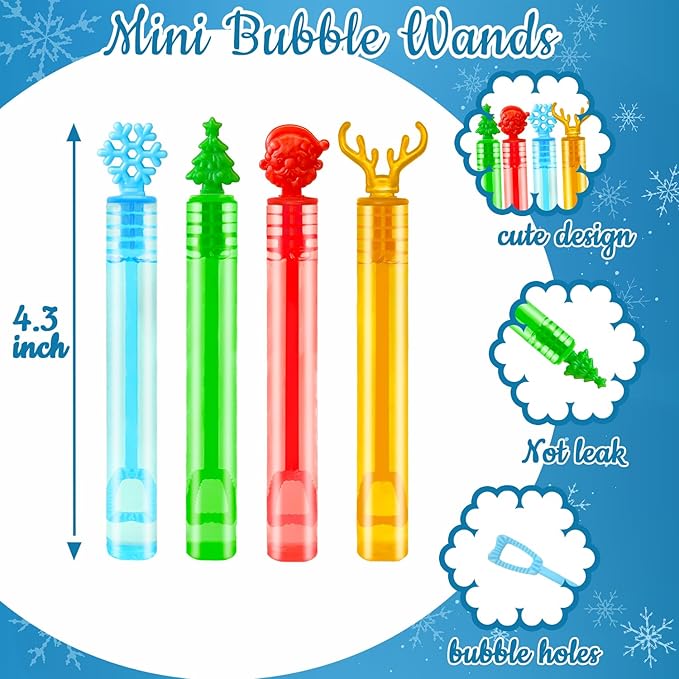 Christmas Toys Gifts Bulk for Students, Small Mini Bubble Wands Toys 64 Pack - Image 3