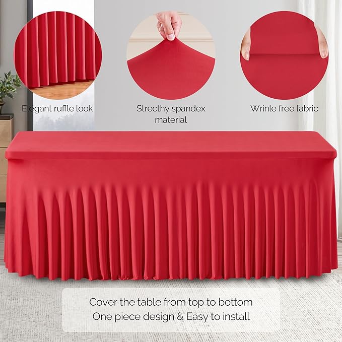 Wish Care 6 Pack Red Spandex Table Clothes - Image 2