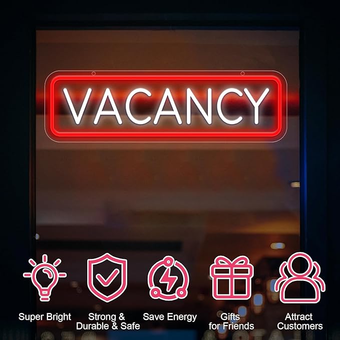 Vacancy Neon Sign, Neon Sign For Business Hotel Hostel Sign Room Vacancy Sign - Image 3