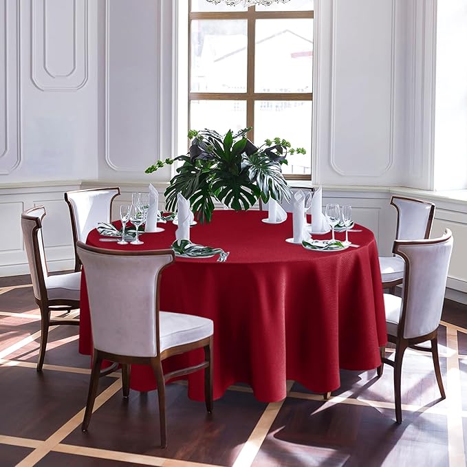 Biscaynebay Textured Fabric Christmas Round Table Cloth 90", Wedding & Parties - Image 2