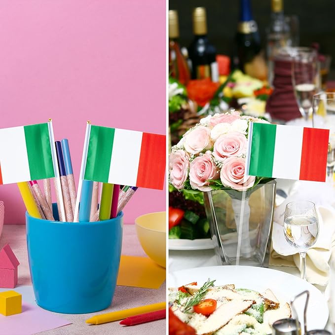 Italy Flag Italian Flag, Small Mini Handheld Italy Flags on Stick - Image 5
