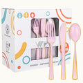 WDF 180 Pieces Pink Plastic Silverware by WDF