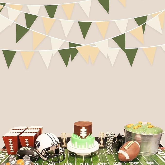 32Ft Sage Green Party Decorations Olive Green Tan Brown Cream Neutral Triangle - Image 5