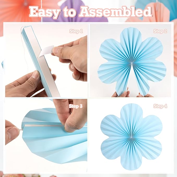 SUNBEAUTY 9 PCS Pastel Paper Flowers Decorations - Image 3