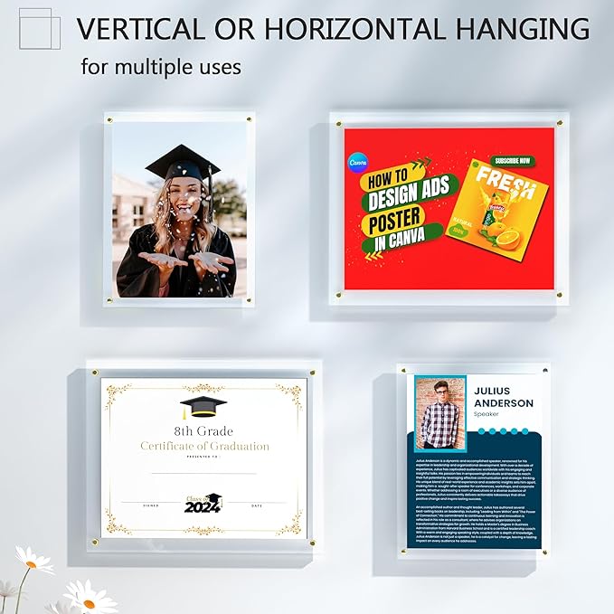 Acrylic Picture Frame for Wall, No Drill Floating Frameless Photo Frame for - Image 4