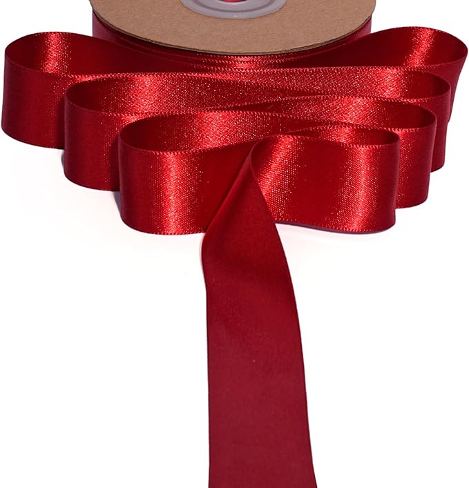 LaRibbons Bright Red Satin Ribbon 1 Inch 25 Yards Luxury Double Faced Red Ribbon - Image 8