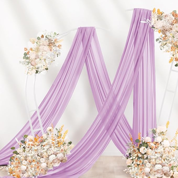 Lilac Purple Wedding Arch Draping Fabric 2 Panels 29" x 20 FT Wedding Drapes - Image 6