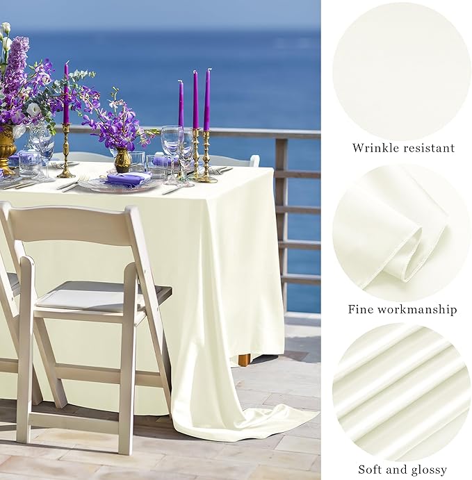 TURSTIN 4 Packs Satin Tablecloth 102 x 58 Inch Overlay Satin Table Cover - Image 3