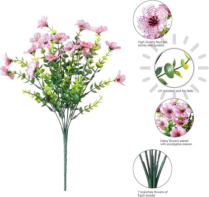 HyeFlora Artificial Flowers for Outdoor Indoor Garden Home Decoration, Faux - Image 4