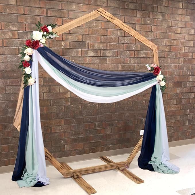 3 Panels 20Ft Chiffon Wedding Arch Drapes Navy Sheer Ceiling Drapes Romance - Image 5
