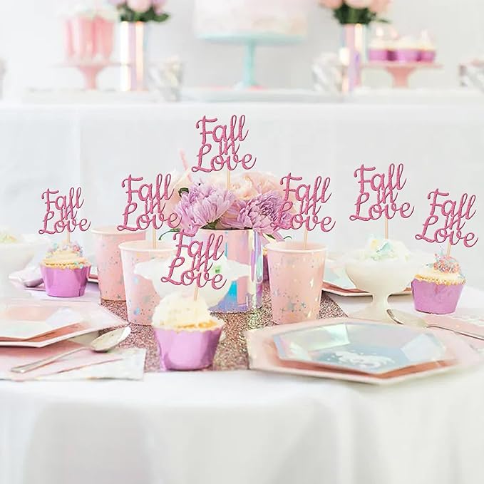 24 PCS Fall in Love Cupcake Toppers Glitter Fall Theme Party Cupcake Picks - Image 5