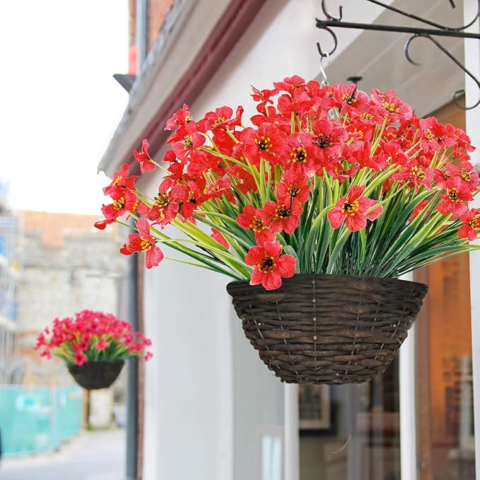 12 Bundles Artificial Flowers Outdoor UV Resistant Fake Flowers No Fade Faux - Image 5