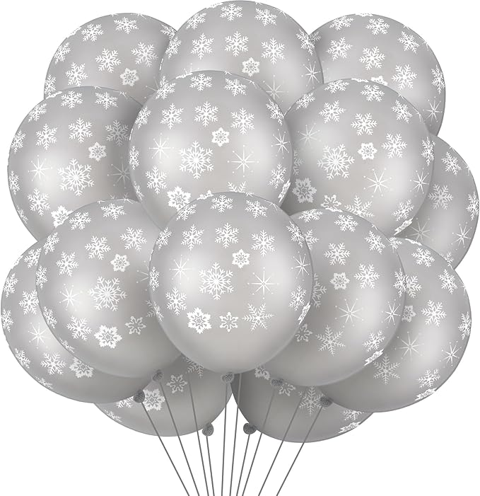 Skylety 40 Pieces Snowflake Balloons Bulk Winter Transparent Snowflake Latex by Skylety