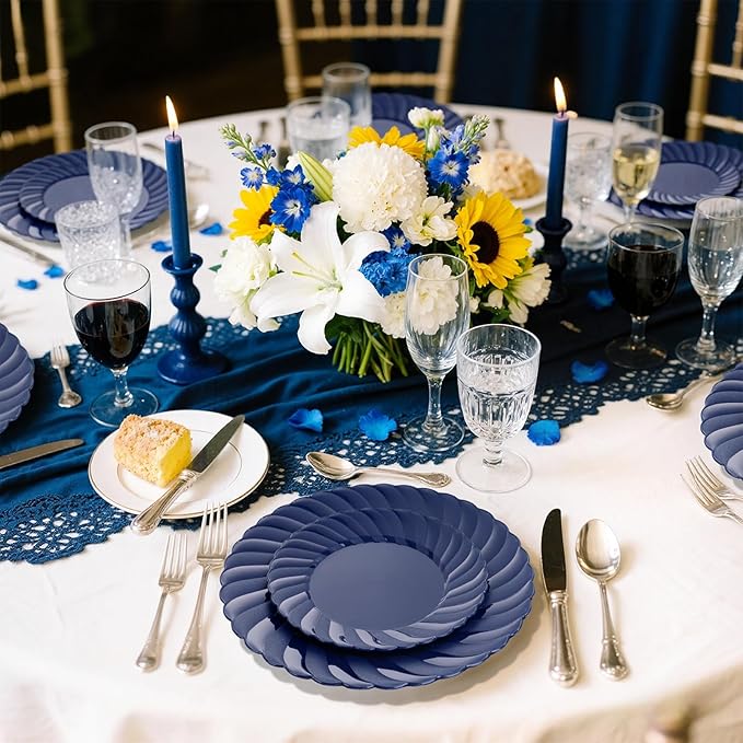U-QE 60 Pcs Blue Plastic Plates - Image 6