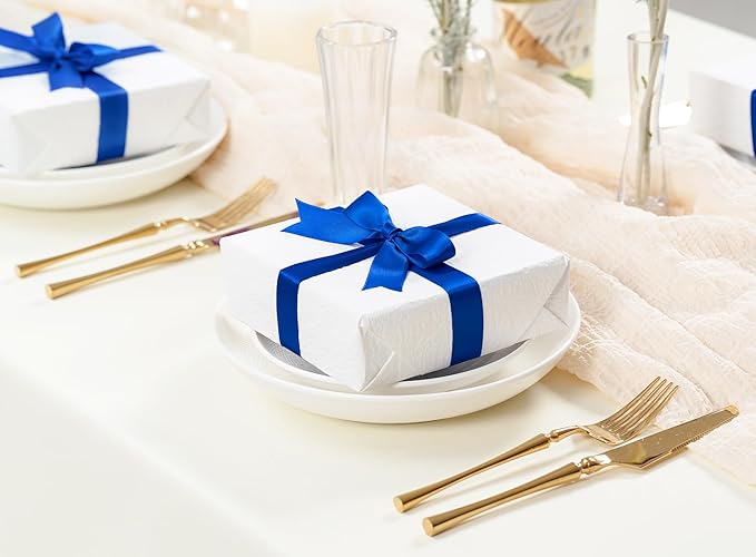 Royal Blue Satin Ribbon 7/8 Inch x 50 Yards Double-Faced Ribbons - Image 5