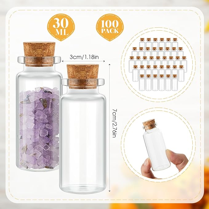 Gerrii 100 Pcs 30 ml Mini Glass Bottles - Image 2