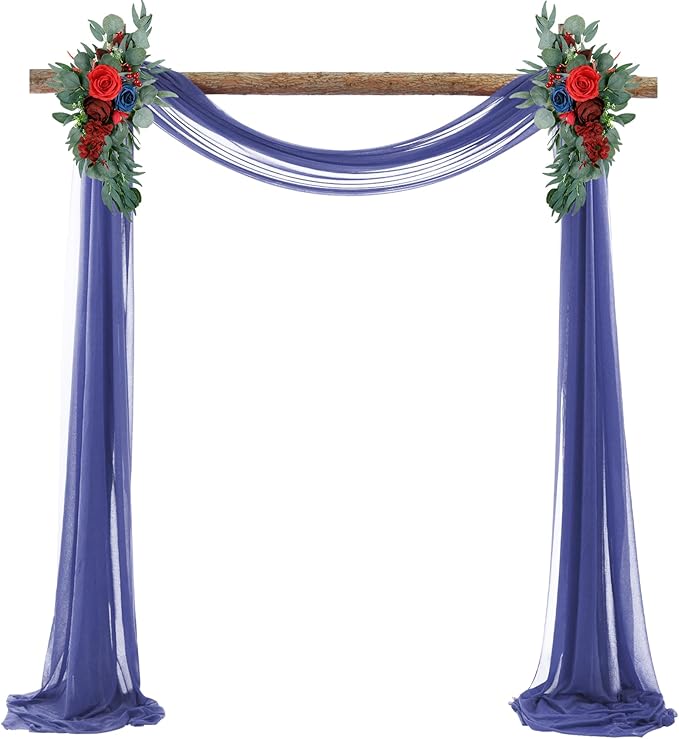 Wedding Arch Draping Fabric Navy Blue Sheer Wedding Backdrop Curtains - Image 3