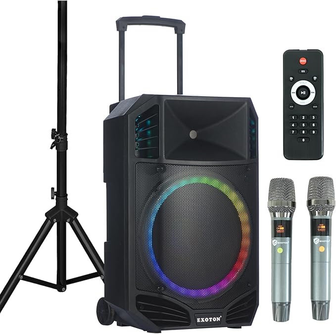EXOTON S-1501 15 Inch Portable Rechargeable PA Speaker - 1600W by EXOTON