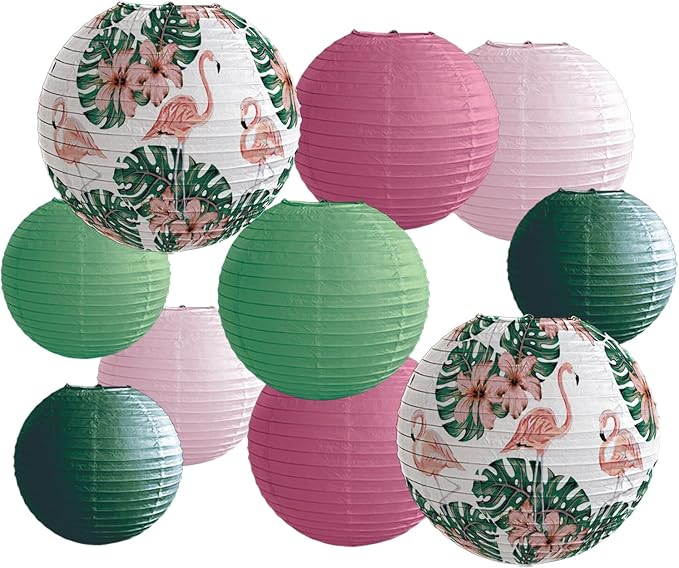 Jungle Tropical Flamingo Theme Bohemian Paper Lantern set10pcs by METHEDEECO