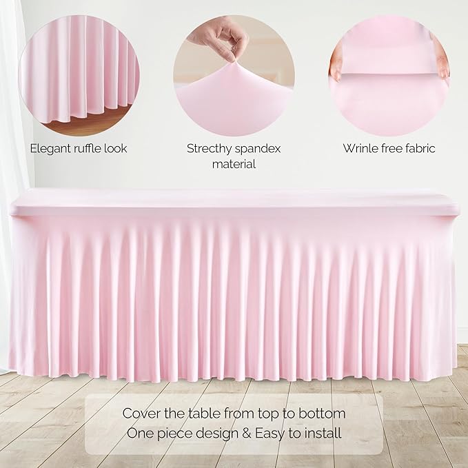 2 Pack Pink Spandex Table Clothes - Image 2