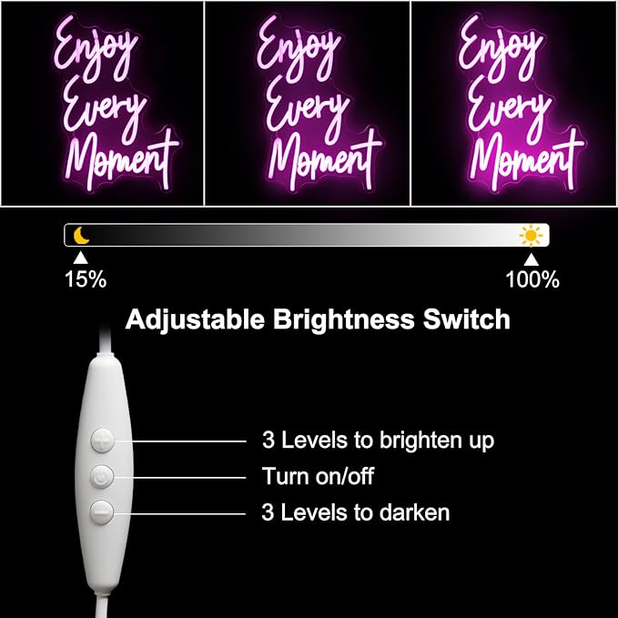 Enjoy Every Moment Neon Sign Pink Letter LED Sign Words Neon Light Up Sign - Image 5