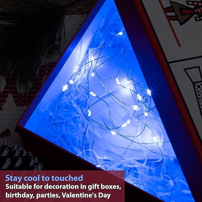 HXWEIYE 6 Pack Blue Fairy Lights Battery Operated, 7ft 20LED Mini Mason Jar - Image 4