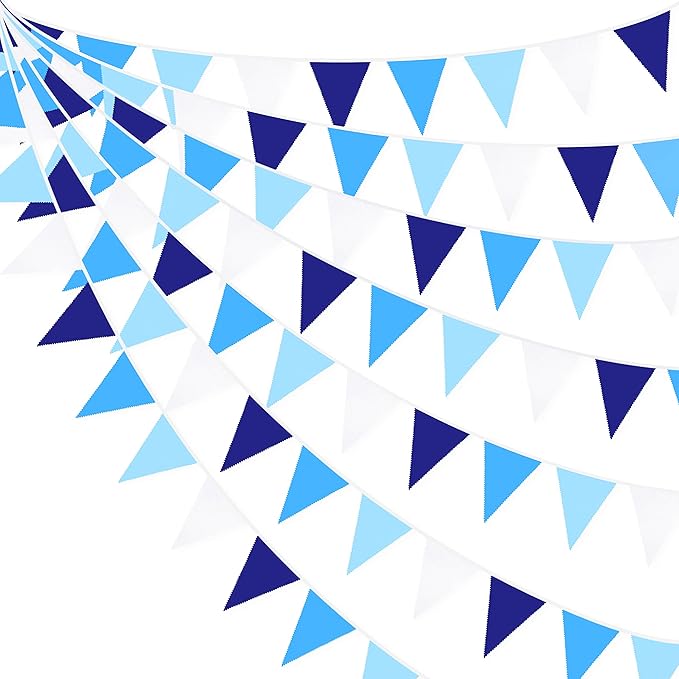 10M/32Ft Royal Blue Party Decorations Triangle Flag Pennant Bunting Fabric by pinkblume