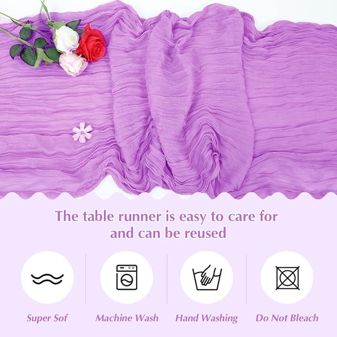 10 Pack Light Purple Cheesecloth Table Runner -21*120Inch Long Boho Wedding - Image 4