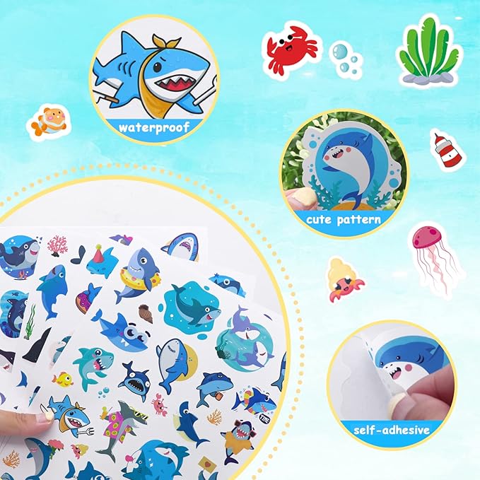 Cool Shark Stickers 755 Count Ocean Sea Animal Tropical Fish Shark Adhesive - Image 7