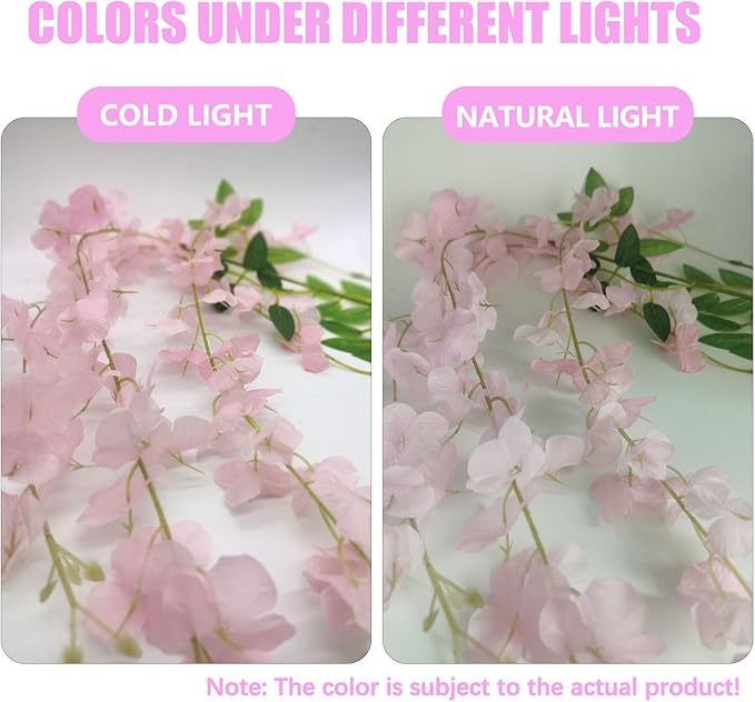 12 Pack Pink Wisteria Hanging Flowers, 3.44 Ft Fake Hanging Flowers, Artificial - Image 5
