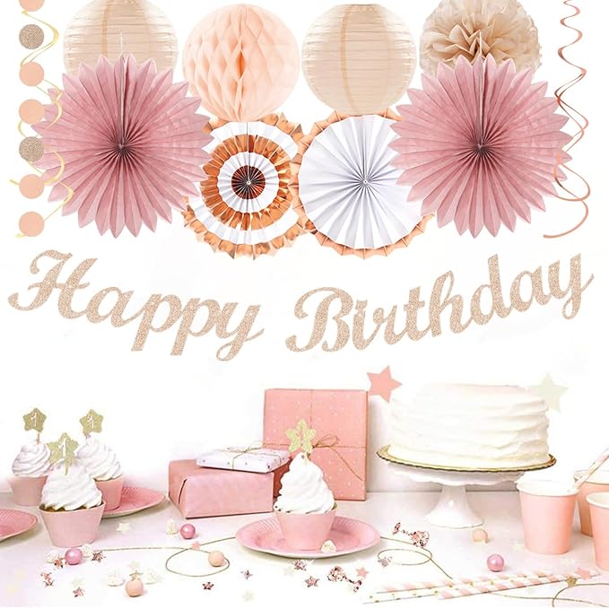 Blush-Pink Rose-Gold Fall Birthday Party-Decorations - Image 4