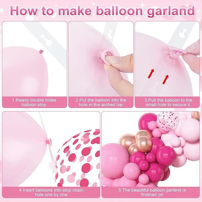 Amandir 153pcs Pink Balloon Garland Arch Kit, Different Sizes 18 12 10 5 inch - Image 3