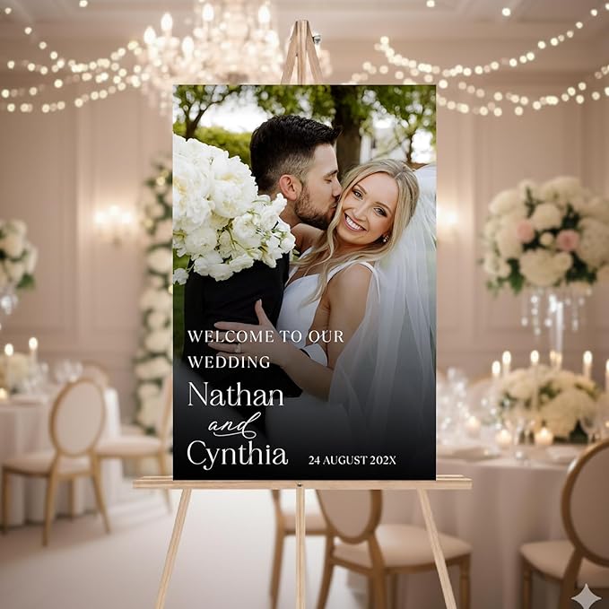 Personalized Wedding Photo Acrylic Welcome Sign – Custom Picture Board - Image 3