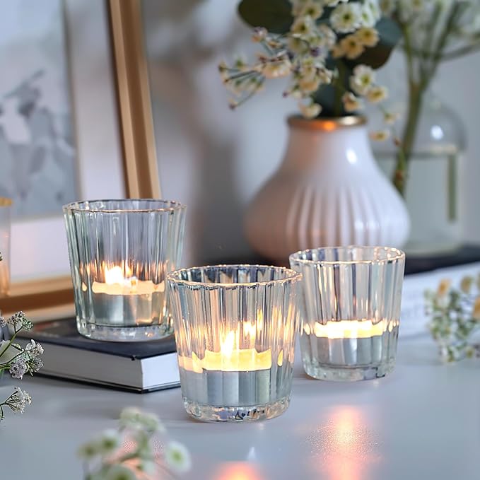 ComSaf Votive Candle Holders, Ribbed Tealight Candle Holder - Image 8