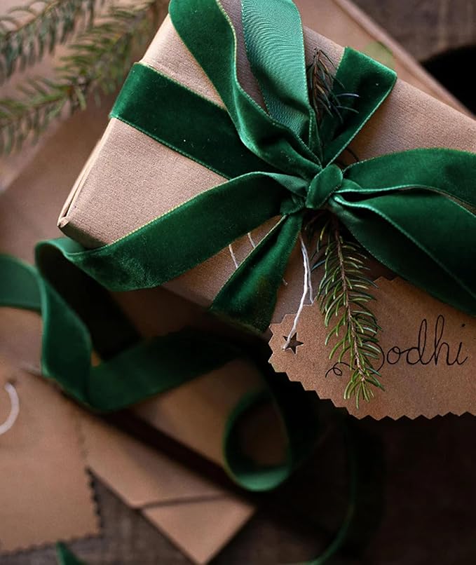 Dark Green Velvet Ribbon 1'' 25 Yards - Image 4
